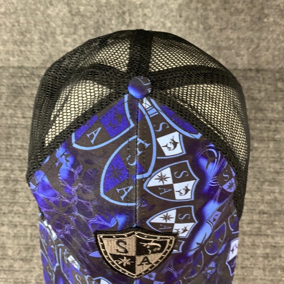 SA Co Kids Trucker Hat Adjustable Blue Black Embroidered Snapback Mesh Back Cap - Picture 5 of 13